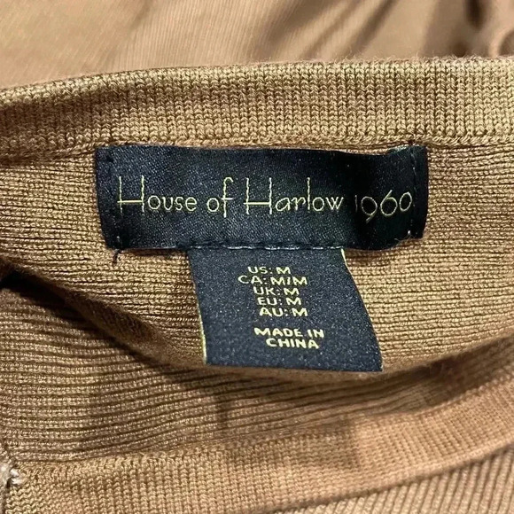 HOUSE OF HARLOW 1960 ‎ Ribbed Brown One Shoulder Strap Dress Size M - Picture 4 of 6